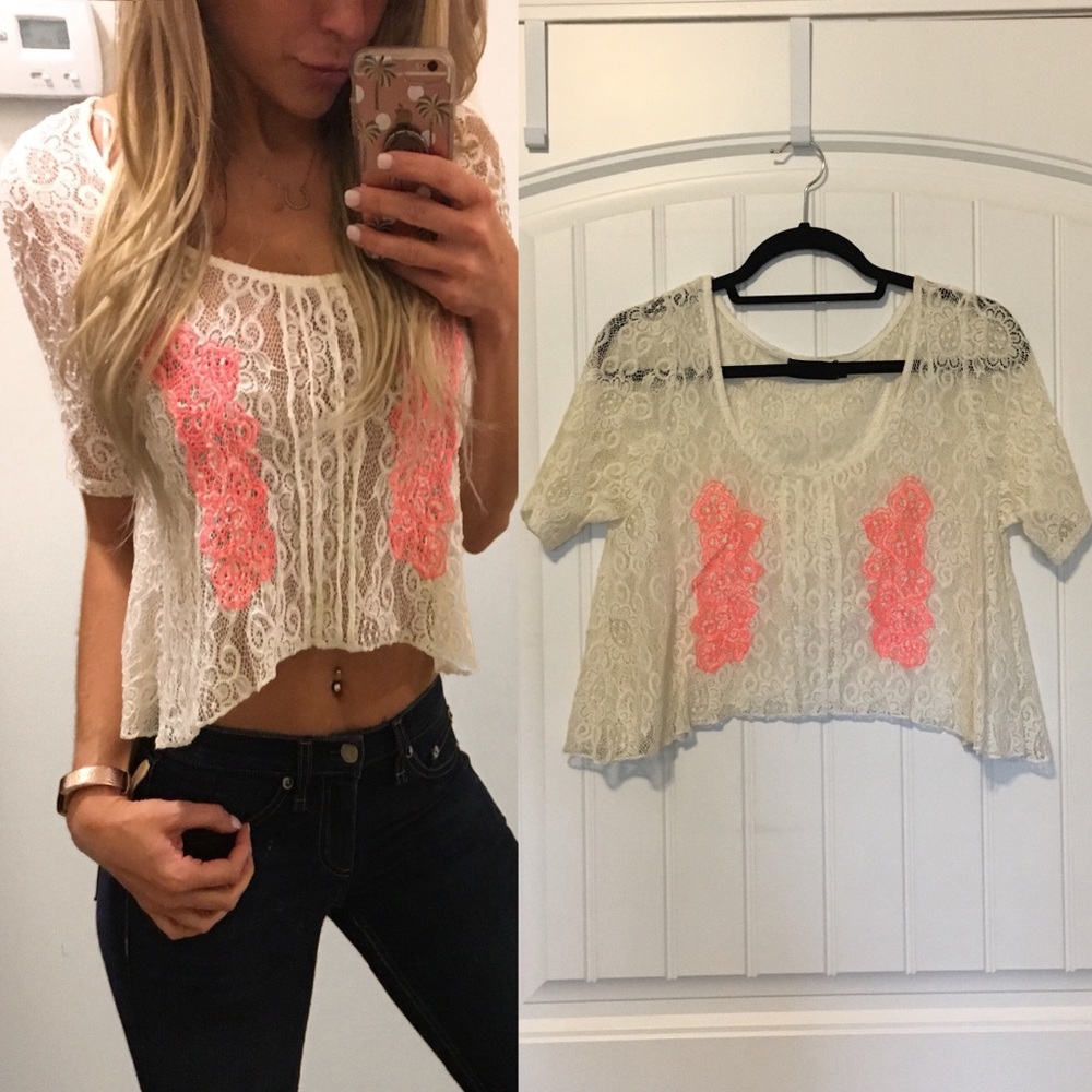 Country White Lace Cropped Top S
